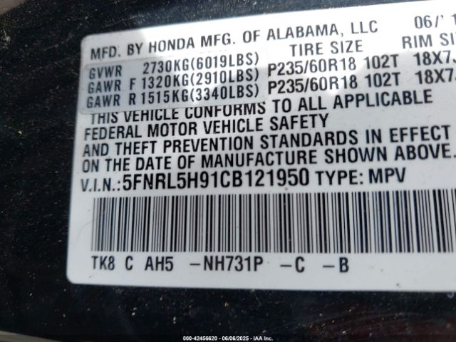 2012 HONDA ODYSSEY 5FNRL5H91CB121950 Photo 8