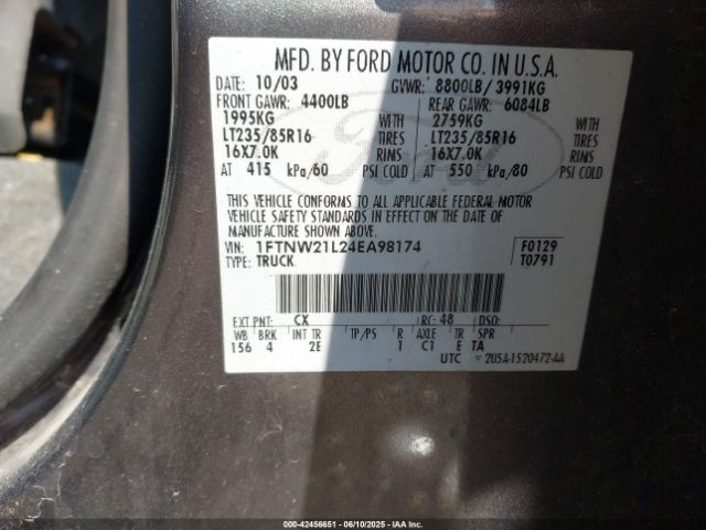 2004 FORD F-250 1FTNW21L24EA98174 Photo 8
