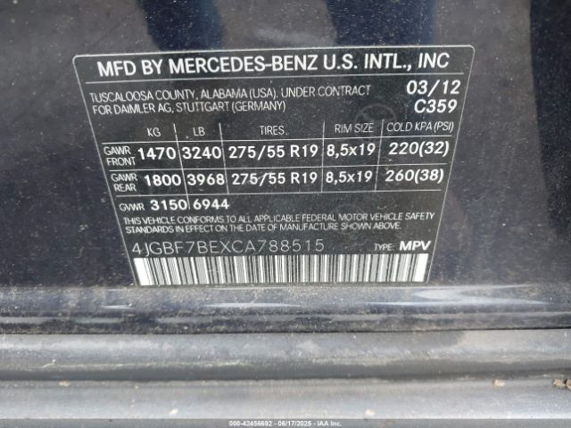 2012 MERCEDES-BENZ GL 450 4JGBF7BEXCA788515 Photo 8