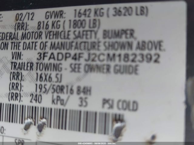 2012 FORD FIESTA 3FADP4FJ2CM182392 Photo 8