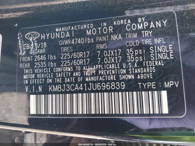 2018 HYUNDAI TUCSON KM8J3CA41JU696839 Photo 8