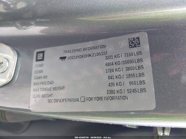 1GCUYDED9KZ185337 Chevrolet l84 - di, dfm, alum, gen 5, var 2