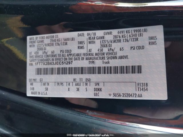 1FT7X2B63JEC51297 Ford F-250 Lariat