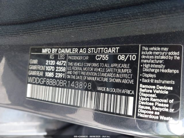 2011 MERCEDES-BENZ C 300 WDDGF8BB0BR143898 Photo 8