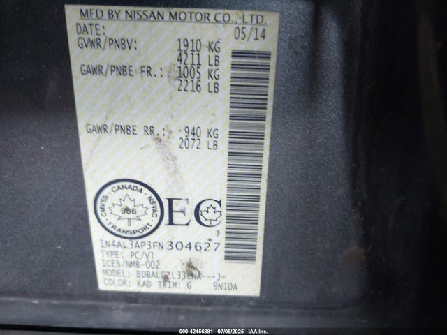 1N4AL3AP3FN304627 Nissan 2015