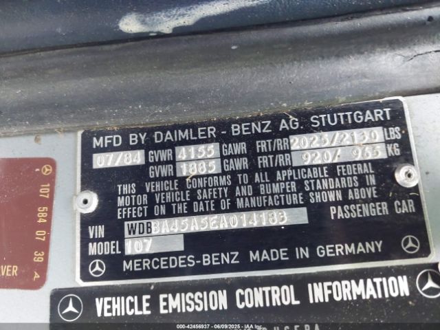 1984 MERCEDES-BENZ 380 WDBBA45A5EA014183 Photo 8