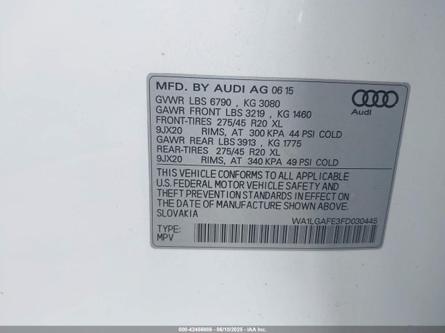 2015 AUDI Q7 WA1LGAFE3FD030445 Photo 8