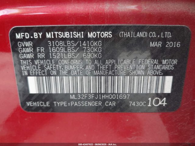 2017 MITSUBISHI MIRAGE G4 ML32F3FJ1HH001697 Photo 8