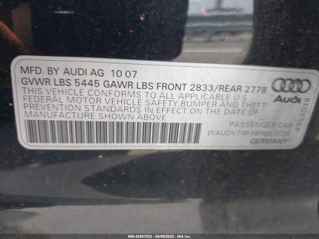 2008 AUDI A6 WAUDV74F98N067038 Photo 8