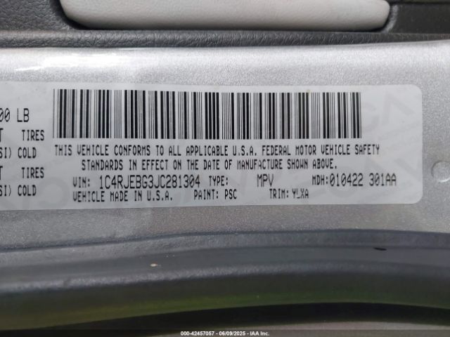 2018 JEEP GRAND CHEROKEE 1C4RJEBG3JC281304 Photo 8