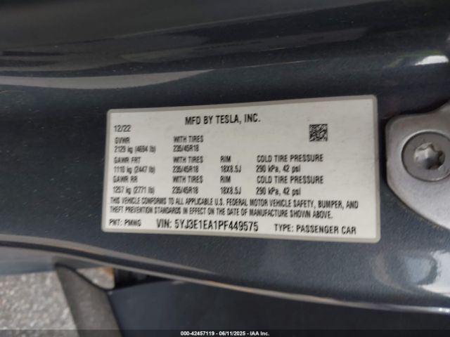 2023 TESLA MODEL 3 5YJ3E1EA1PF449575 Photo 8