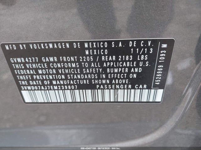 3VWD07AJ7EM239807 Volkswagen 2014
