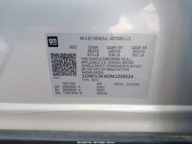1GNEVJKW2MJ239524 Chevrolet lfy