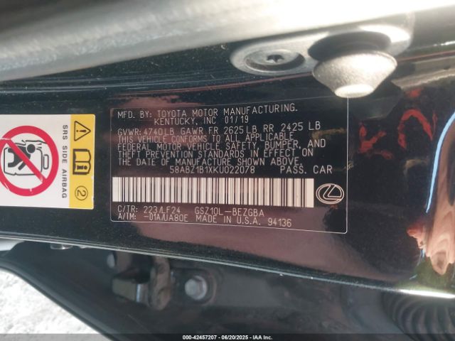 2019 LEXUS ES 350 58ABZ1B1XKU022078 Photo 8