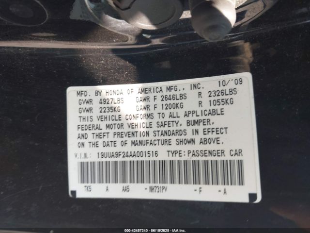 2010 ACURA TL 19UUA9F24AA001516 Photo 8