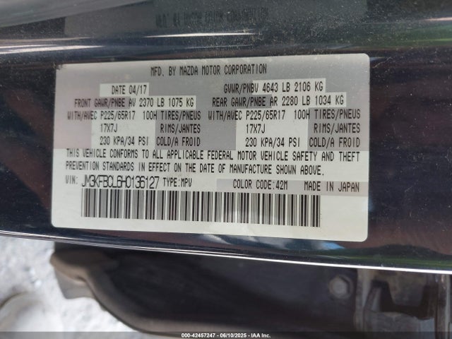 Mazda py 2017 JM3KFBCL6H0136127 Image 9
