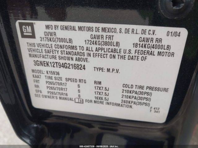 2004 CHEVROLET AVALANCHE 1500 3GNEK12T94G216824 Photo 8