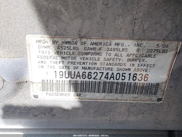 2004 ACURA TL 19UUA66274A051636 Photo 8