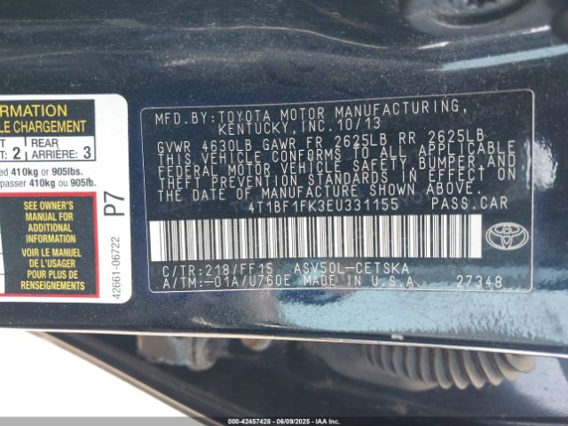4T1BF1FK3EU331155 Toyota CAMRY SE