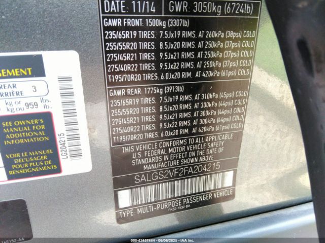 SALGS2VF2FA204215 Land Rover Range Rover Hse