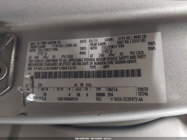 1FMCU9G98FUB81310 Ford ESCAPE SE