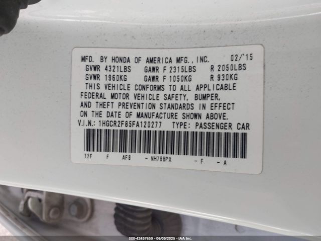 1HGCR2F85FA120277 Honda k24w1