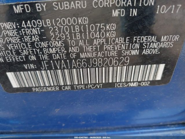 2018 SUBARU WRX JF1VA1A66J9820629 Photo 8