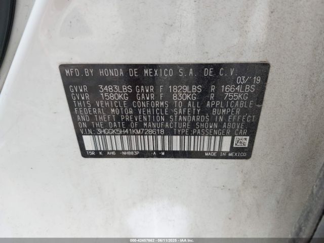 2019 HONDA FIT 3HGGK5H41KM728618 Photo 8