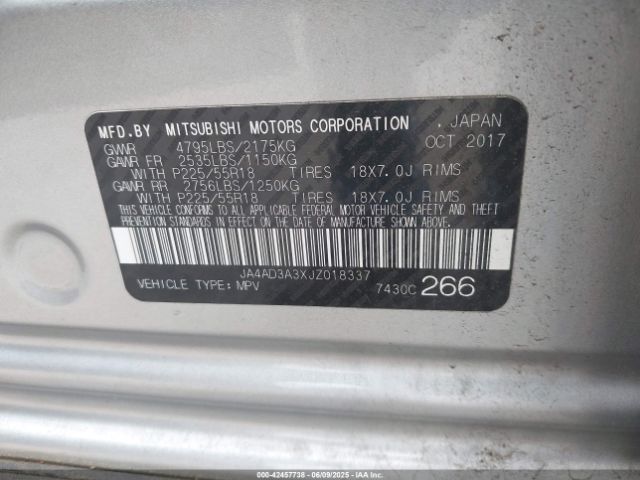 2018 MITSUBISHI OUTLANDER JA4AD3A3XJZ018337 Photo 8