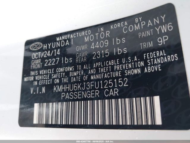 KMHHU6KJ3FU125152 Hyundai Genesis 3.8 Ultimate