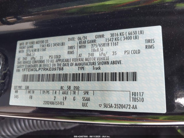 1FTEW3LP7RKE09788 Ford 2.7l-4v
