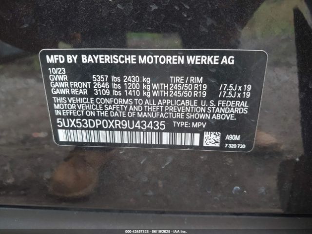 2024 BMW X3 5UX53DP0XR9U43435 Photo 8
