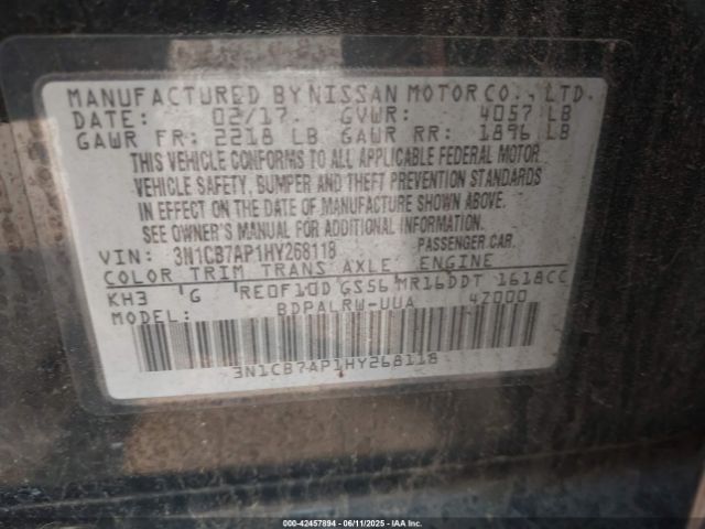3N1CB7AP1HY268118 Nissan Sentra Sr Turbo