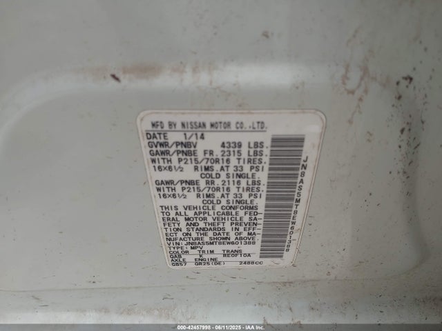 JN8AS5MT8EW601388 Nissan 2014