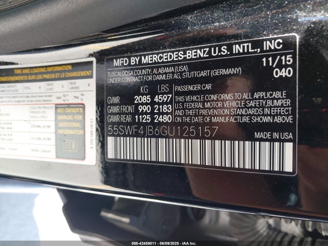 55SWF4JB6GU125157 Mercedes-Benz C-Class