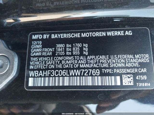 WBAHF3C06LWW72769 BMW 2020
