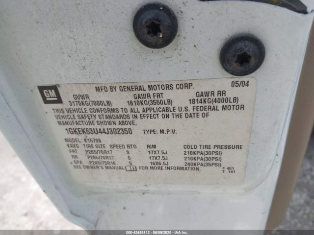 2004 GMC YUKON 1GKEK63U44J302350 Photo 8