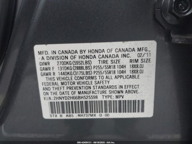 2011 ACURA MDX 2HNYD2H66BH525598 Photo 8