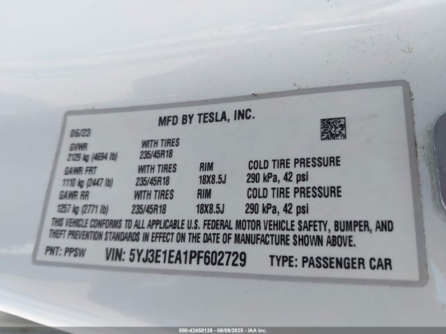 Tesla 2023 2023 5YJ3E1EA1PF602729 Image 8