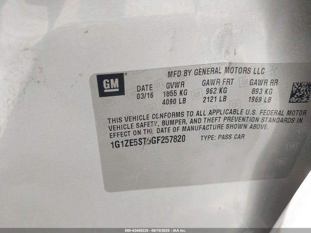 1G1ZE5ST9GF257820 Chevrolet lfv - di: direct injection, vvt, gen1 gmna