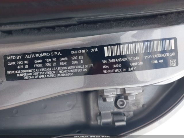 ZARFANBN3K7601349 Alfa Romeo giulia (952)