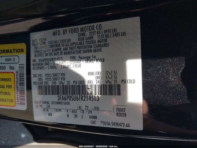 3FA6P0SU6FR214513 Ford Fusion