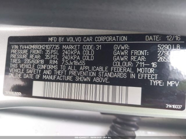2017 VOLVO XC60 YV440MRR0H2107735 Photo 8