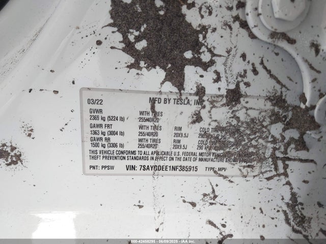 2022 TESLA MODEL Y 7SAYGDEE1NF385915 Photo 8