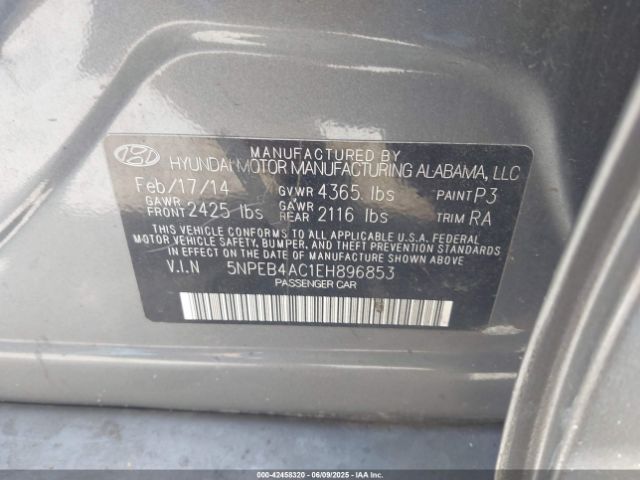 5NPEB4AC1EH896853 Hyundai SONATA GLS