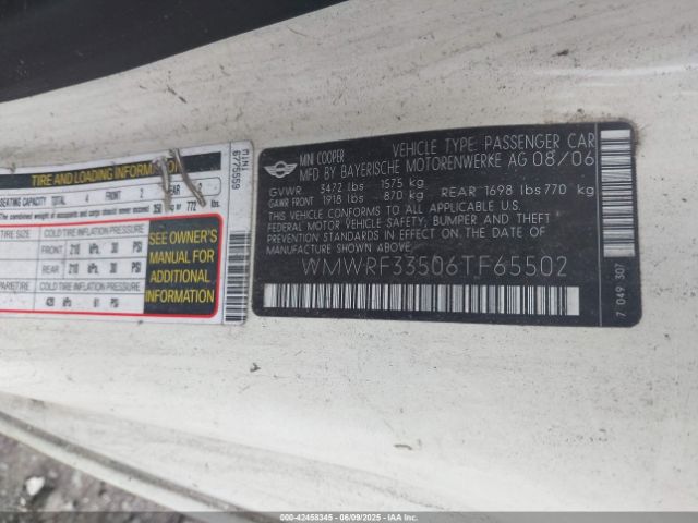 2006 MINI COOPER WMWRF33506TF65502 Photo 8