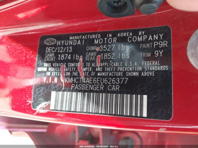 KMHCT4AE6EU626377 Hyundai ACCENT GLS