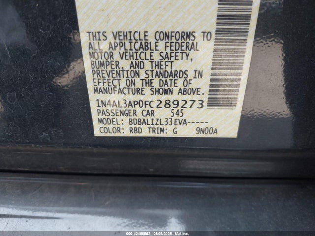 1N4AL3AP0FC289273 Nissan Altima 2.5 Sv