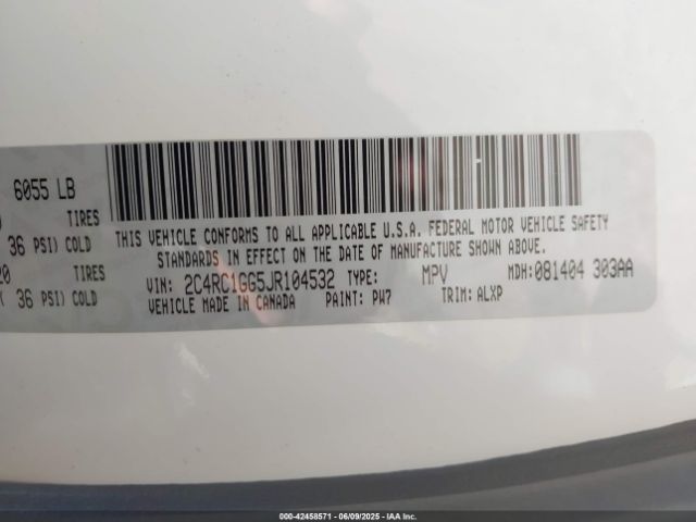 2018 CHRYSLER PACIFICA 2C4RC1GG5JR104532 Photo 8
