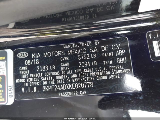 2019 KIA FORTE 3KPF24ADXKE020778 Photo 8